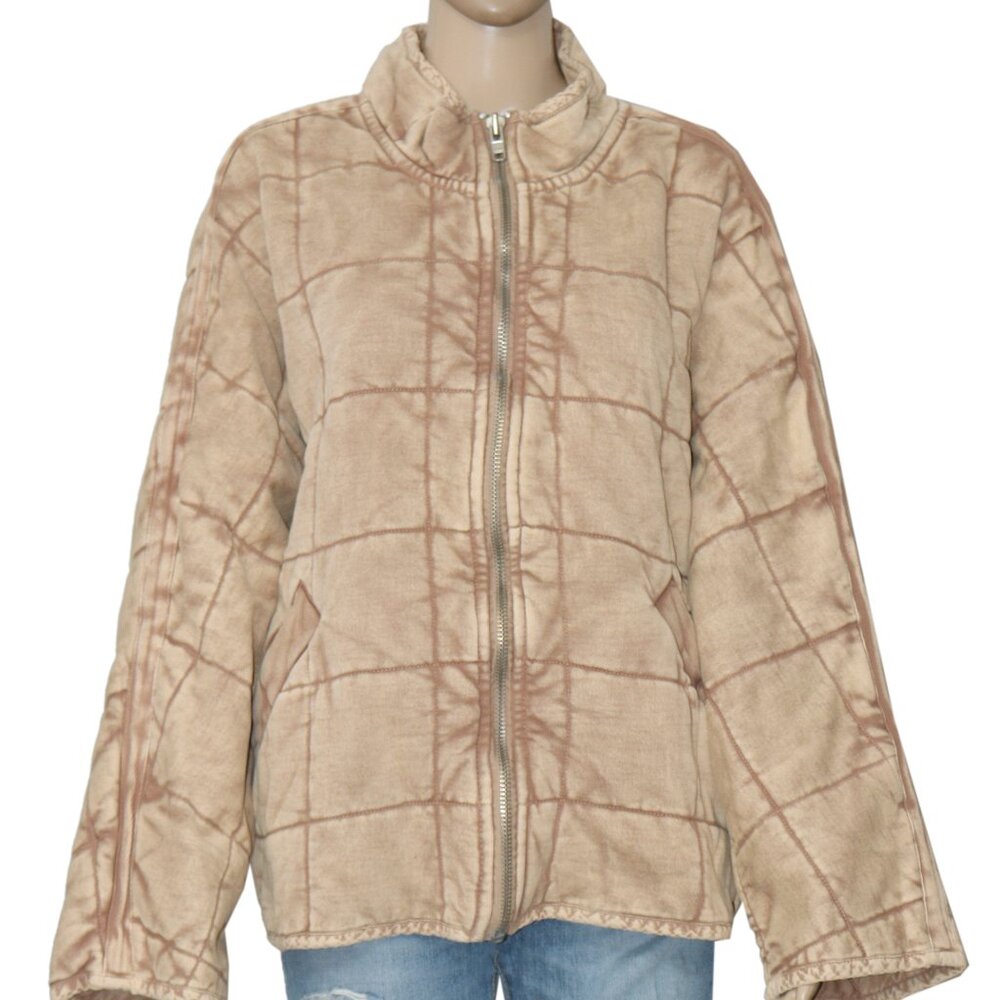 Free People Dolman Quilted Knit Jacket Top Champange Diamonds New - Picture 5 of 8